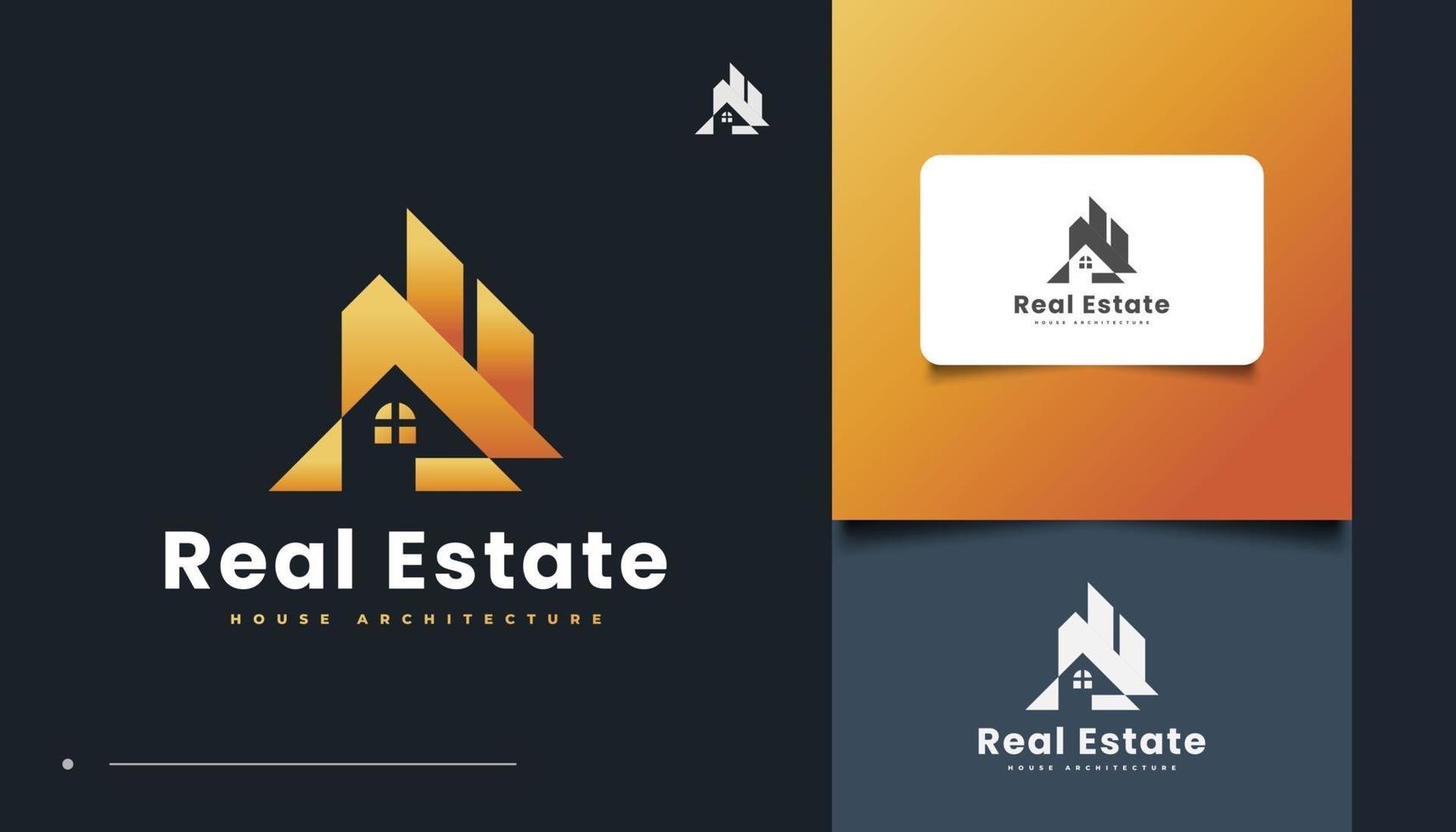 abstraktes Goldhaus-Logo-Design für Logos der Immobilienbranche vektor