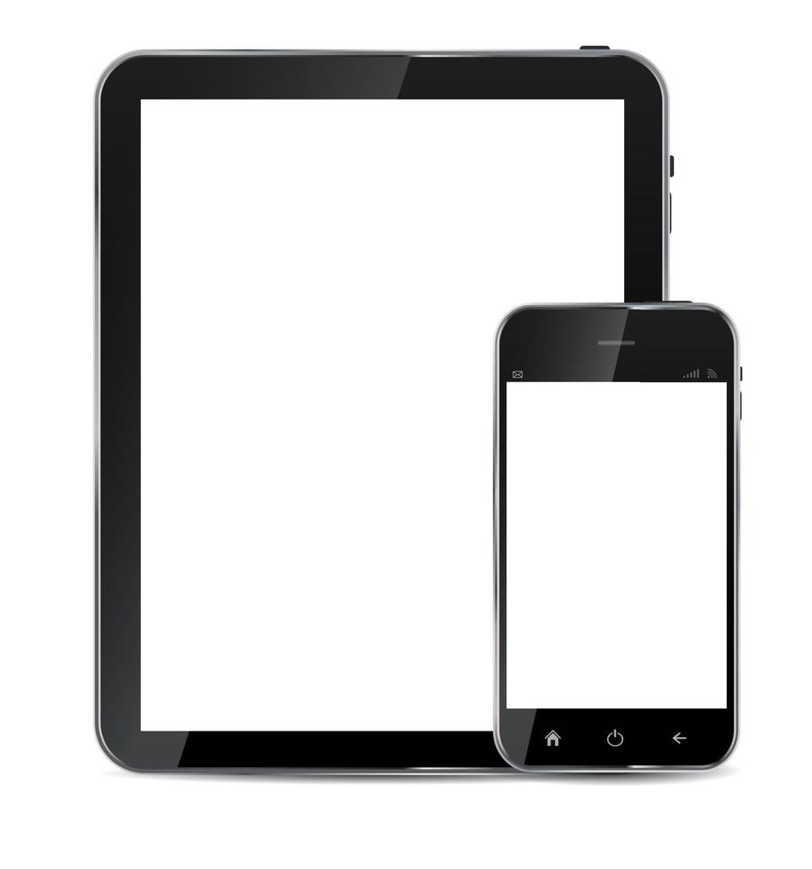 abstraktes Design realistisches Handy und Tablet mit leerem sc vektor