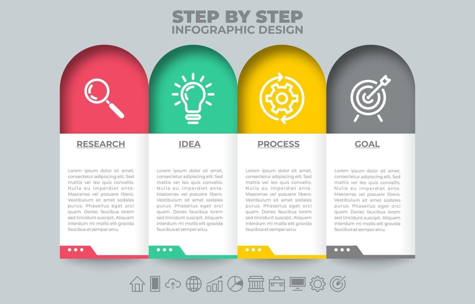 Schritt für Schritt Infografik-Vorlage vektor