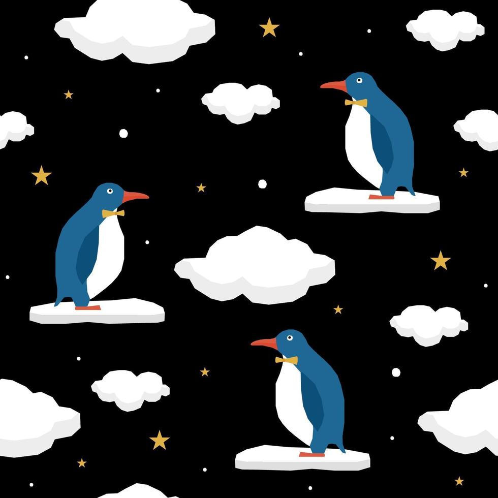 abstrakte Scherenschnitt Pinguin nahtlose Hintergrundmuster. vektor