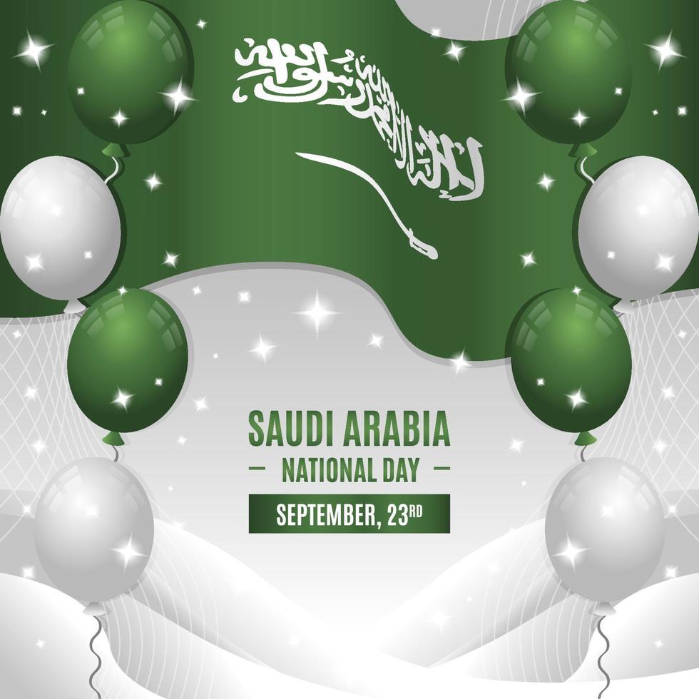 saudis nationaldag med flagga och ballonger sammansättning vektor