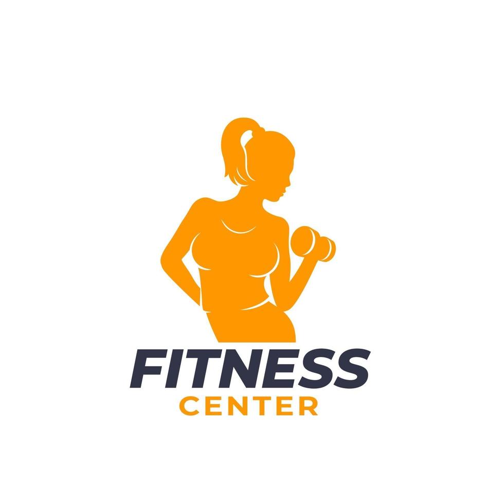 Fitness-Logo mit sportlichem Mädchen trainieren vektor