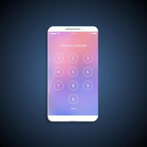 Enkel och färgad UI-yta för smartphones - Inloggningsskärm, vektorillustration vektor