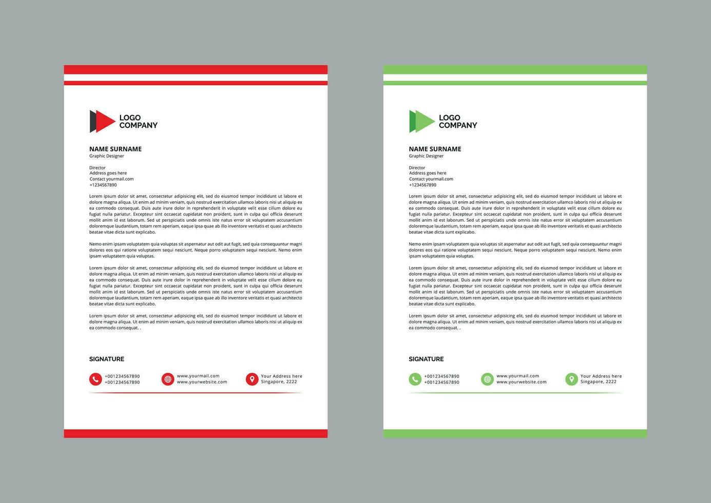 företag brev mallar med röd och grön färger , kreativ modern brev mallar för din projekt. vektor