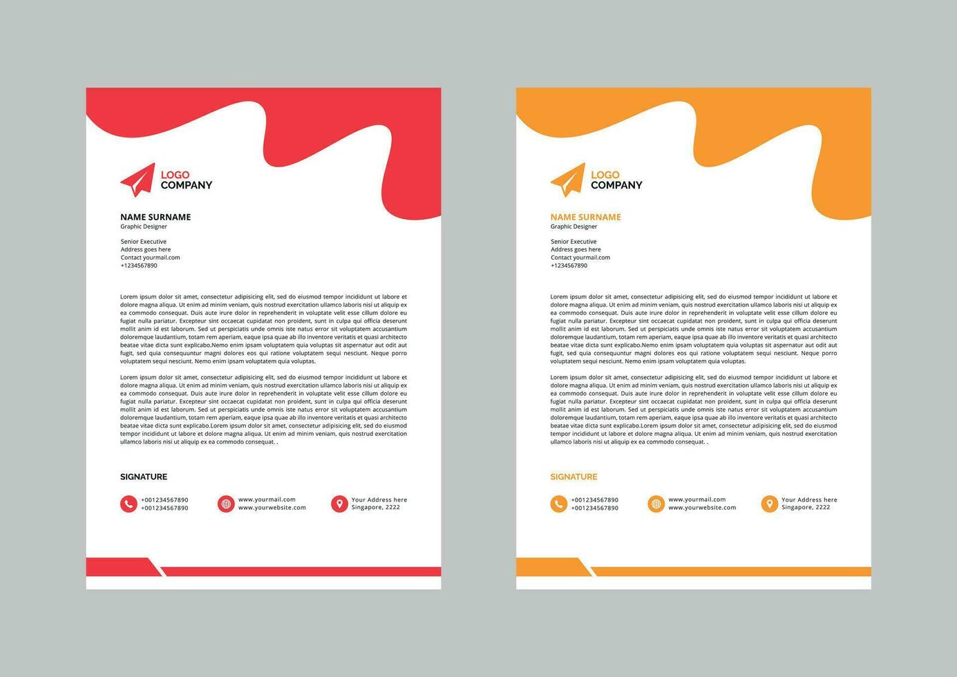 företag brev mallar a4 storlek med olika färger, kreativ modern brev mallar för din projekt. vektor