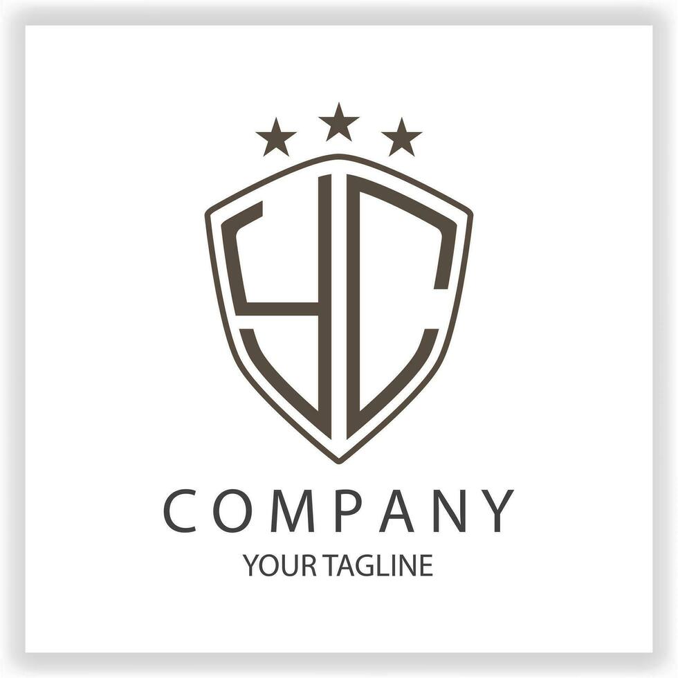 yc logotyp monogram med skydda form isolerat svart färger på översikt design mall premie elegant mall vektor eps 10