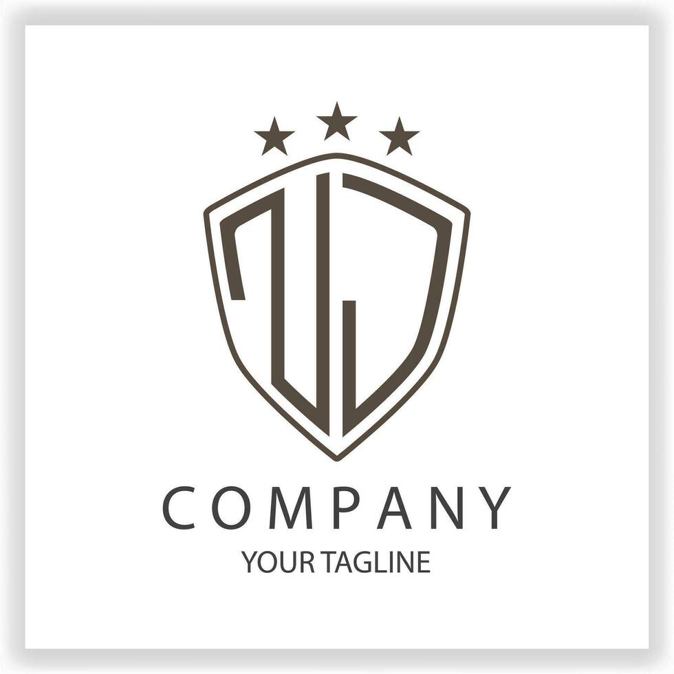 NJ Logo Monogramm mit Schild gestalten isoliert schwarz Farben auf Gliederung Design Vorlage Prämie elegant Vorlage Vektor eps 10