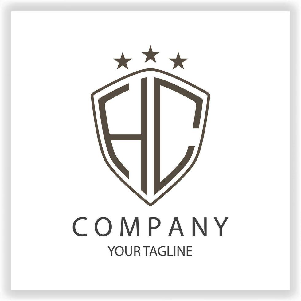 hc Logo Monogramm mit Schild gestalten isoliert schwarz Farben auf Gliederung Design Vorlage Prämie elegant Vorlage Vektor eps 10