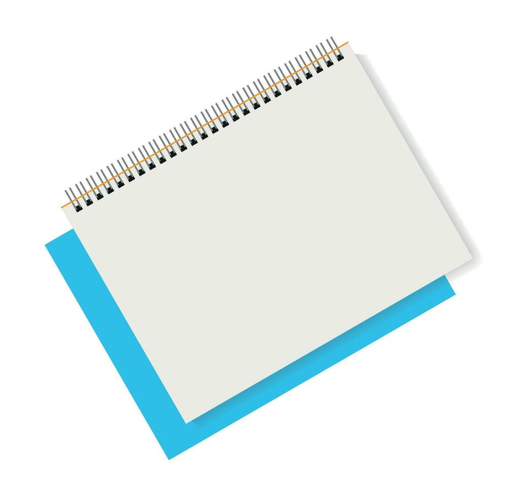 vektor illustration av tom öppen anteckningsbok på en färgrik blå bakgrund.