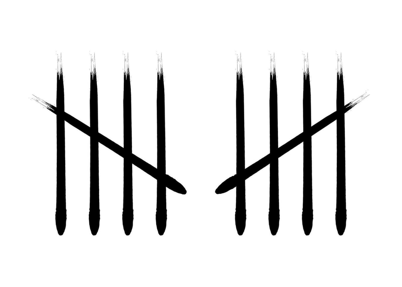 Holzkohle Feder übereinstimmen Markierungen vier Stöcke gekreuzt Vektor Illustration.