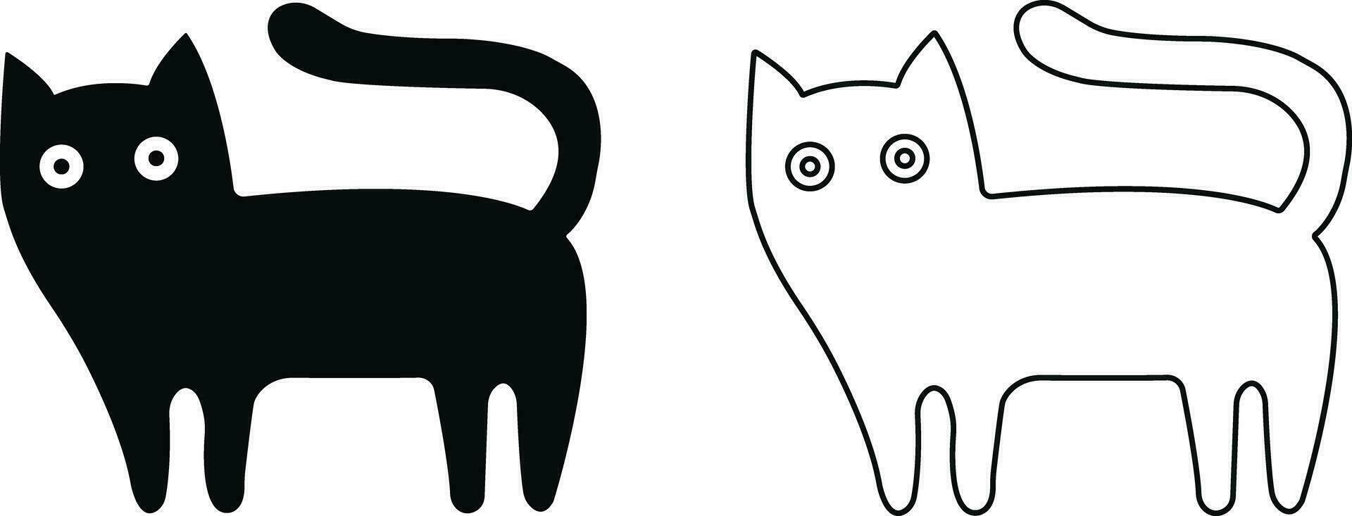 katt ikon i platt och linje trendig stil uppsättning. isolerat på transparent bakgrund. katt silhuett tecken symbol. mobil begrepp och webb design. hus djur symbol logotyp vektor grafik