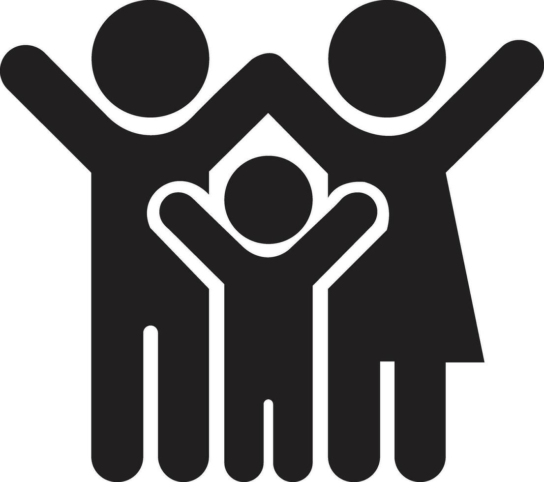 föräldrar och barn Lycklig familj ikon fast i platt trendig stil. liten familj för försäkring symbol med mor, far och son tecken. design isolerat på transparent bakgrund. vektor appar, hemsida
