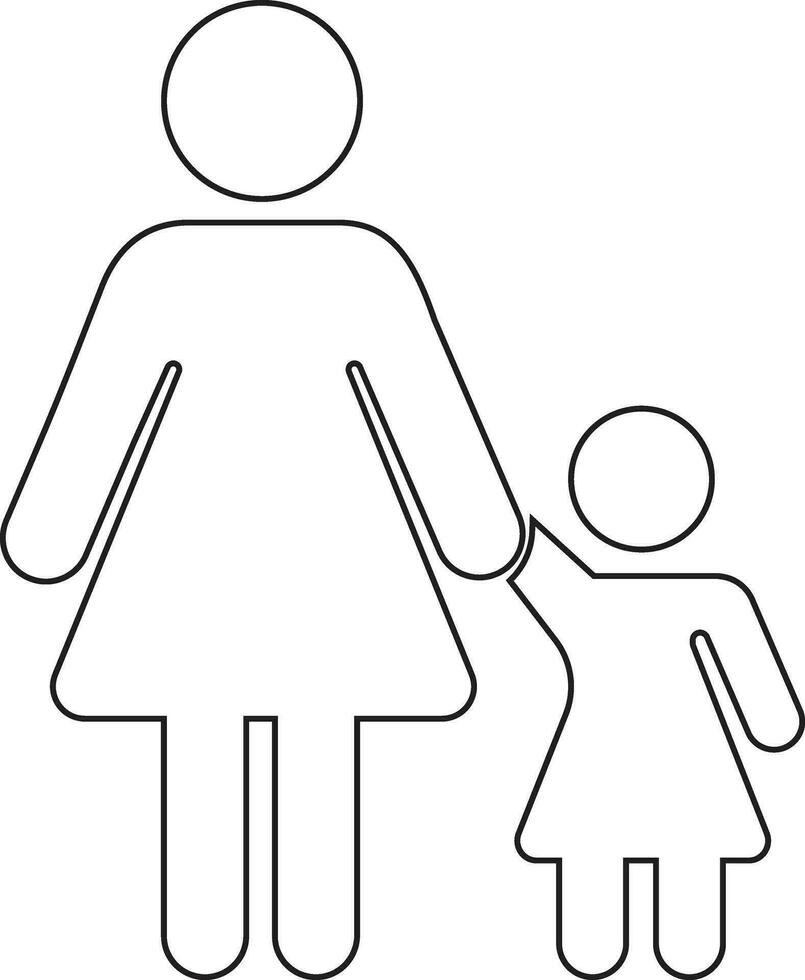 Eltern und Kind Familie Symbol solide im Linie modisch Stil. glücklich wenig Familie zum Versicherung Symbol mit Mutter und Tochter unterzeichnen. Design isoliert auf transparent Hintergrund. Vektor Apps, Webseite