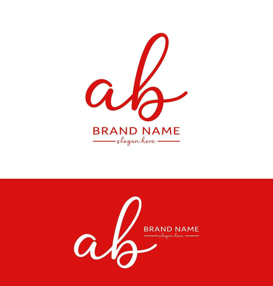 ab brev handstil signatur logotyp design ab logotyp ab brev ikon vektor