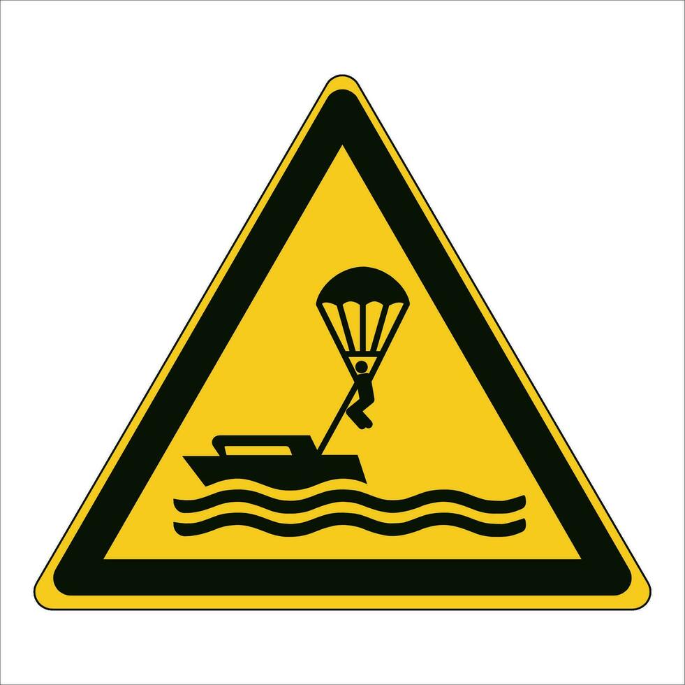 iso 7010 Eingetragen Sicherheit Zeichen Symbol Piktogramm Warnungen Vorsicht Achtung Parasailing vektor