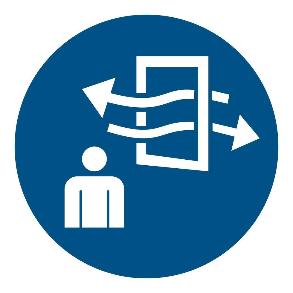 iso 7010 registrerad säkerhet tecken symbol piktogram varningar varning lägga märke till obligatorisk ventilera innan och under som förs in i vektor