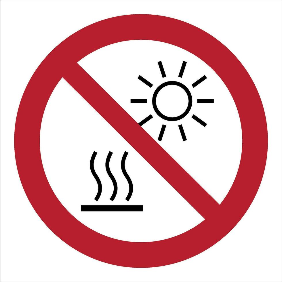 iso 7010 Eingetragen Sicherheit Zeichen Symbol Piktogramm Warnungen Vorsicht Achtung Verbot tun nicht entlarven zu Direkte Sonnenlicht oder heiß Oberfläche vektor