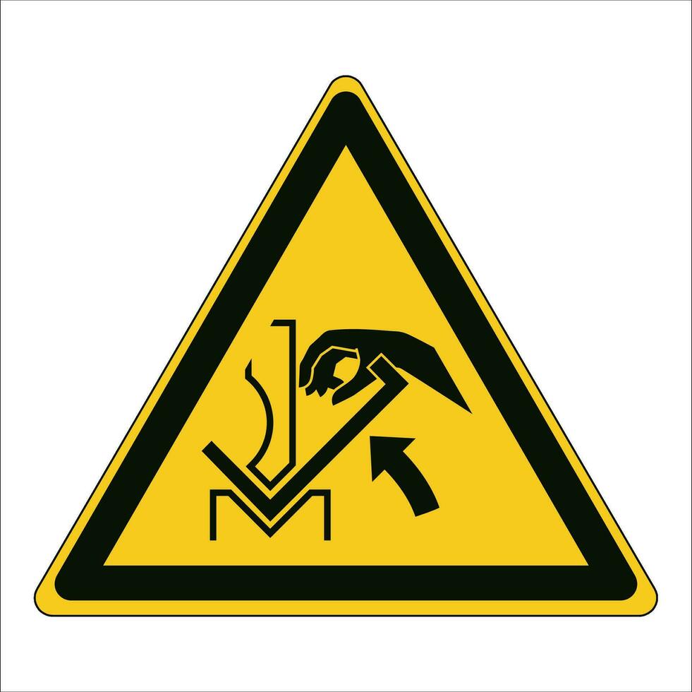 iso 7010 Eingetragen Sicherheit Zeichen Symbol Piktogramm Warnungen Vorsicht Achtung Quetschen Hand zwischen Drücken Sie Bremse Werkzeug vektor