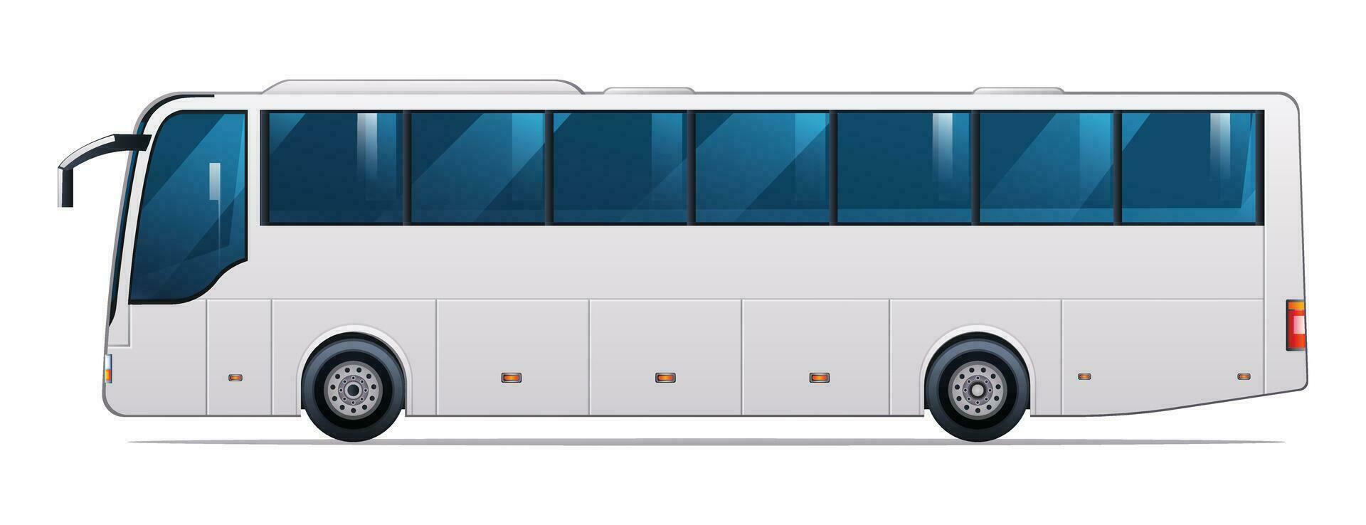 Bus Vektor Illustration. Öffentlichkeit Transport, Seite Aussicht Bus isoliert auf Weiß Hintergrund