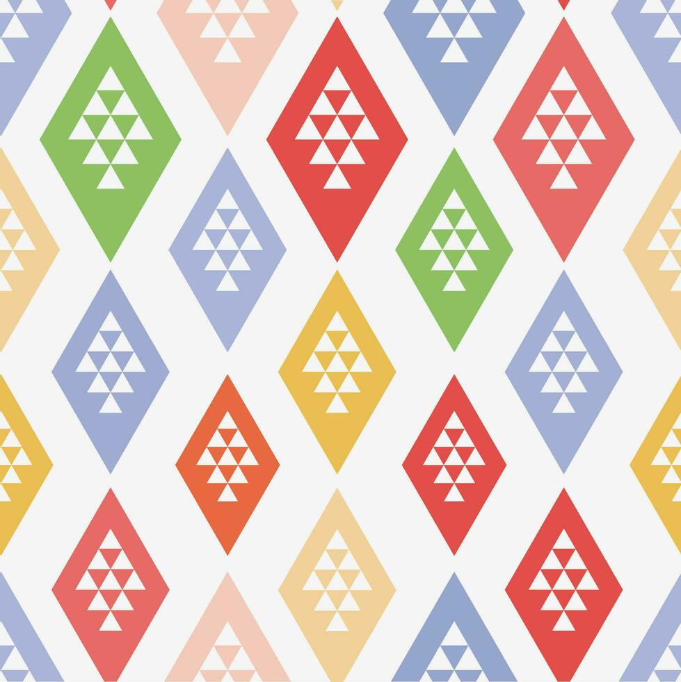 ethnisch nahtlos Muster mit Rauten, Dreiecke, geometrisch Formen. Stammes- geometrisch Hintergrund. vektor