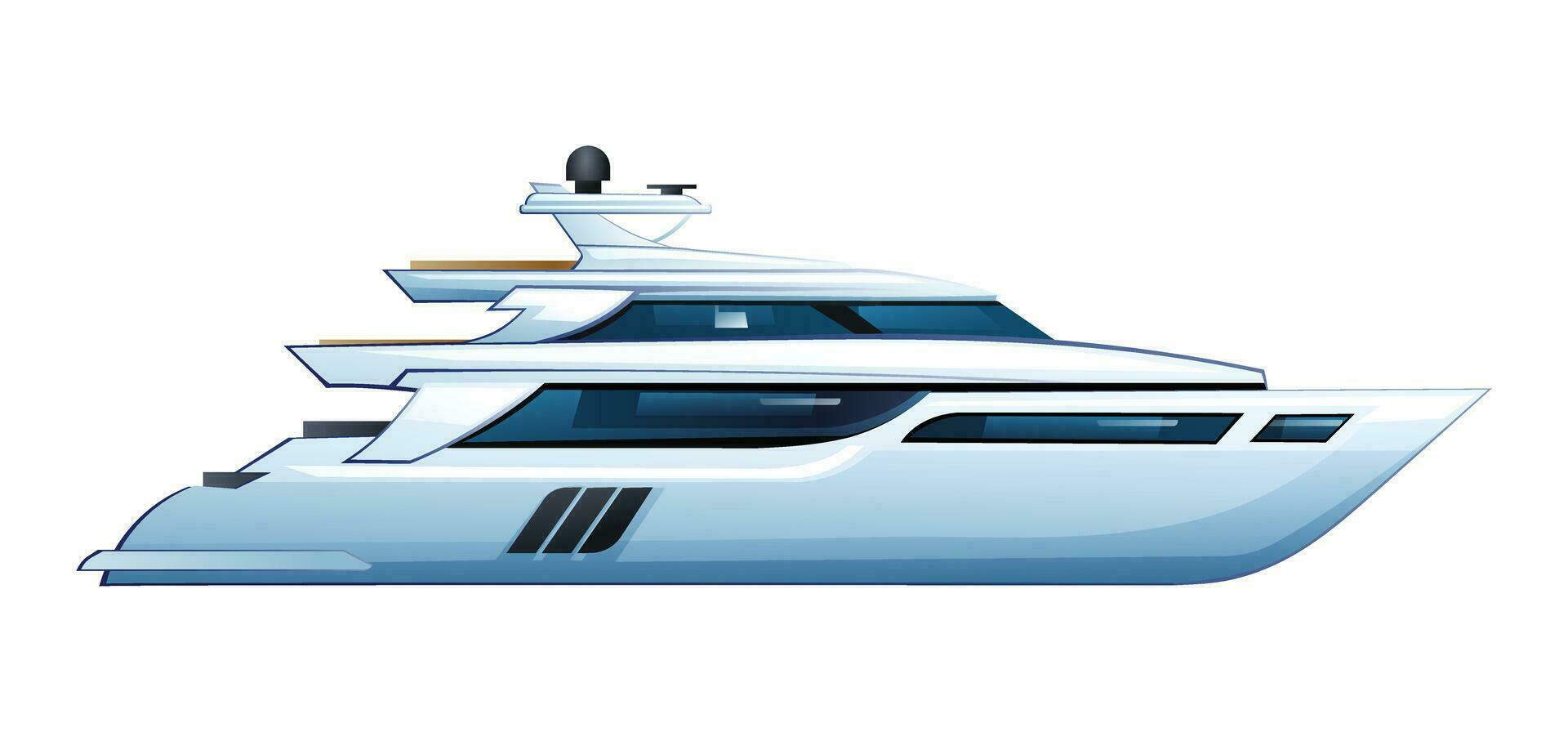 snabb motorbåt vektor illustration. Yacht isolerat på vit bakgrund