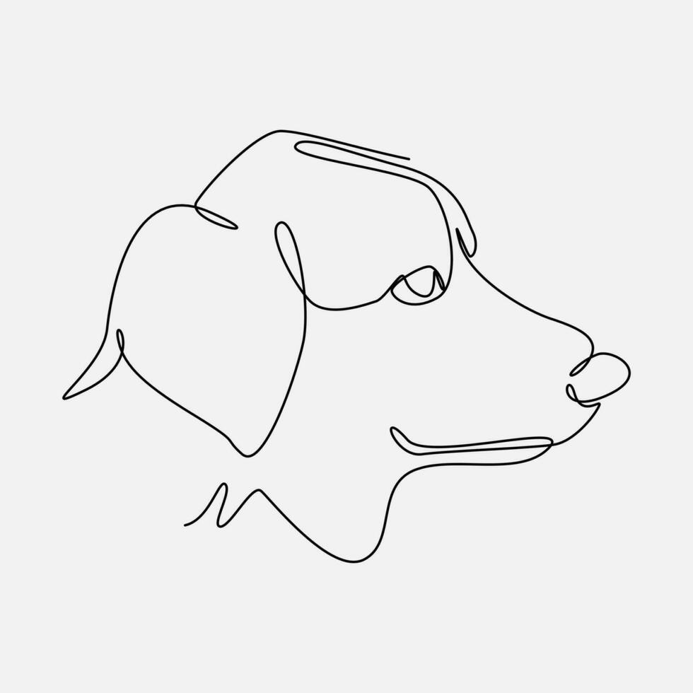 kontinuerlig linje teckning av hund huvud. sida se. redigerbar stroke. vektor illustration