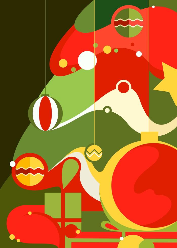 Poster mit geschmücktem Weihnachtsbaum. vektor