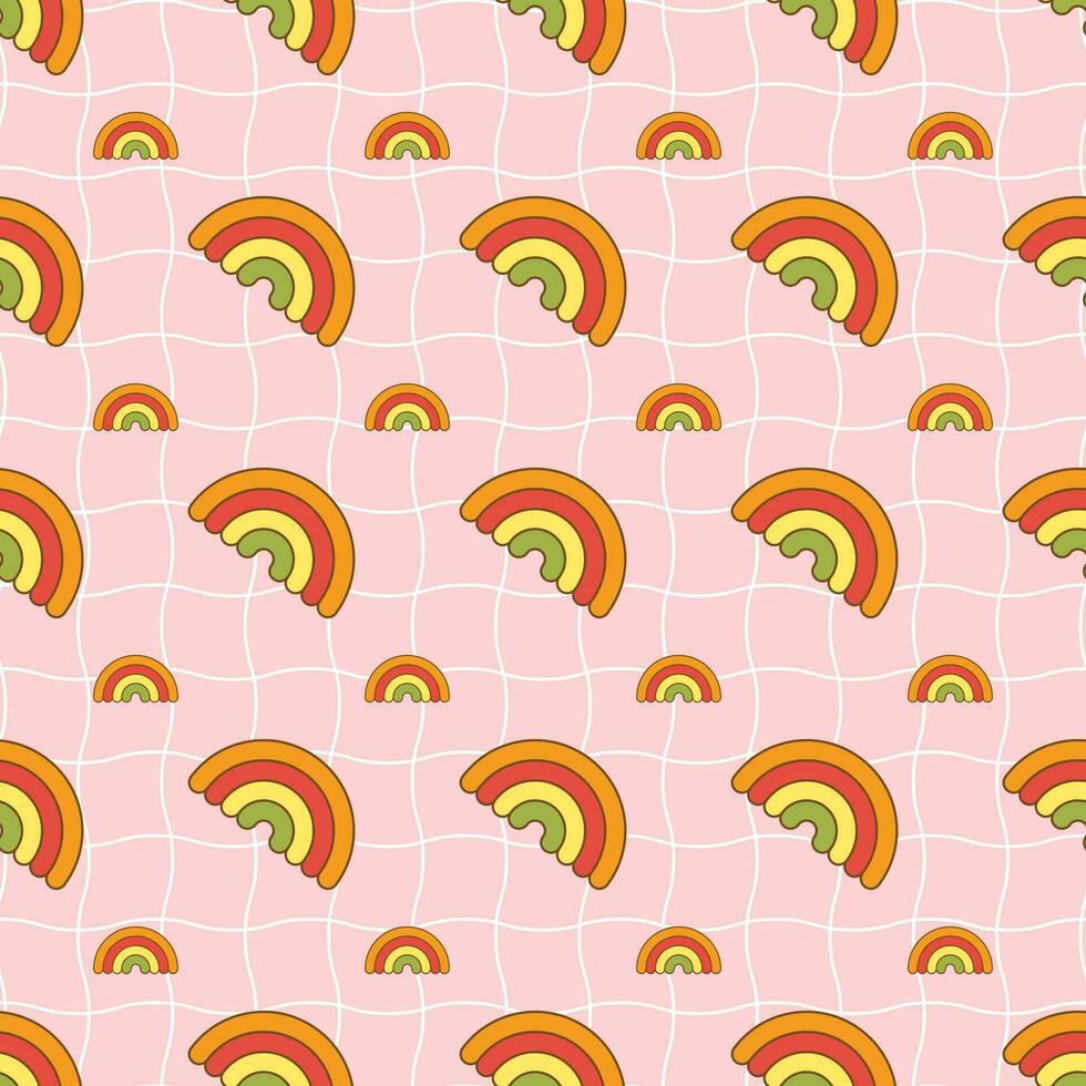 Muster im Rille Stil. Regenbögen auf ein Rosa Hintergrund. Vektor Illustration.