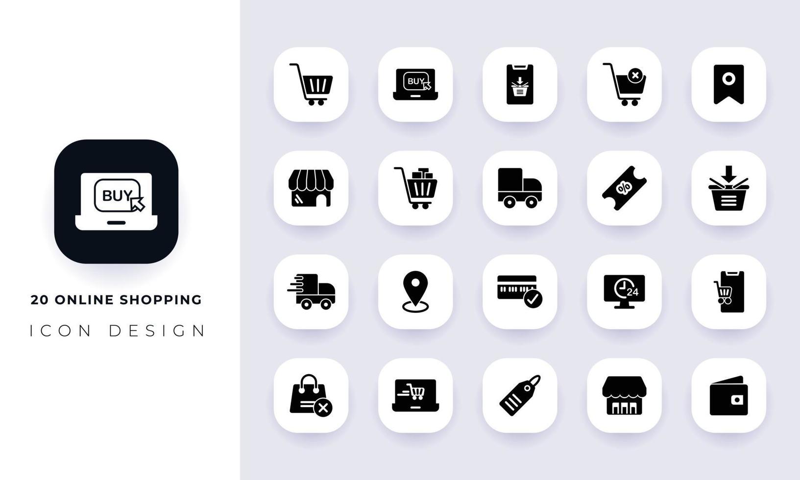 minimales flaches Online-Shopping-Icon-Pack. vektor