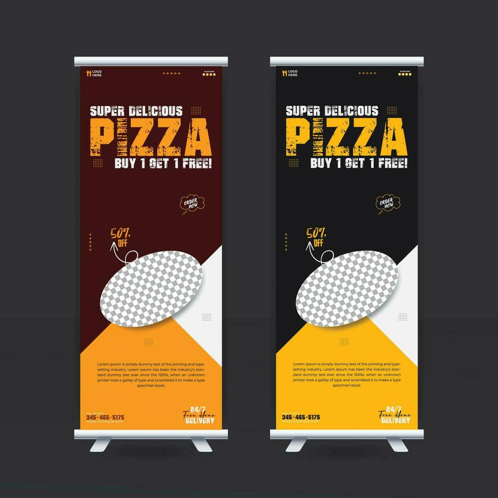 super utsökt pizza rulla upp baner design mall vektor