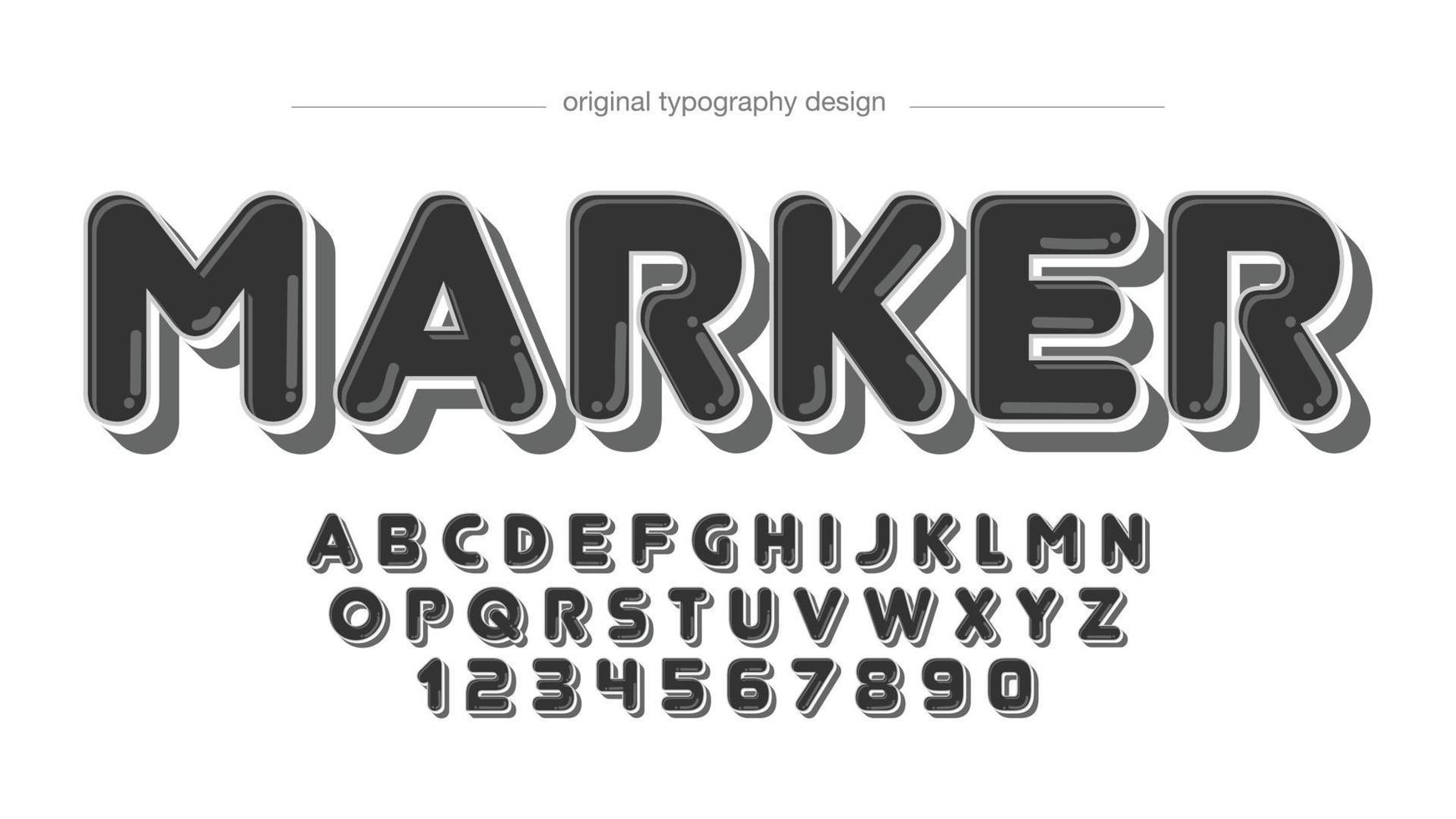 svart fet markör rundad tecknad typografi vektor