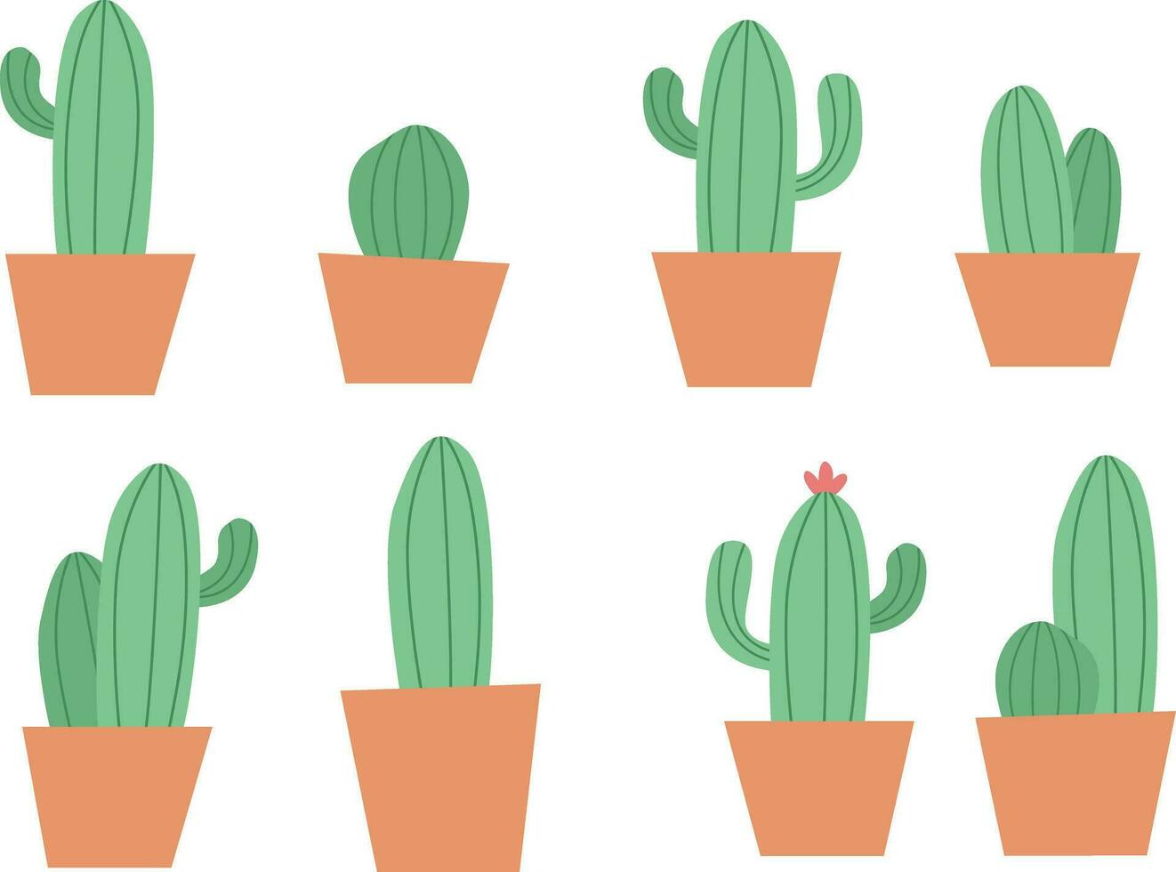 einstellen von Kaktus im Töpfe eben Illustration vektor