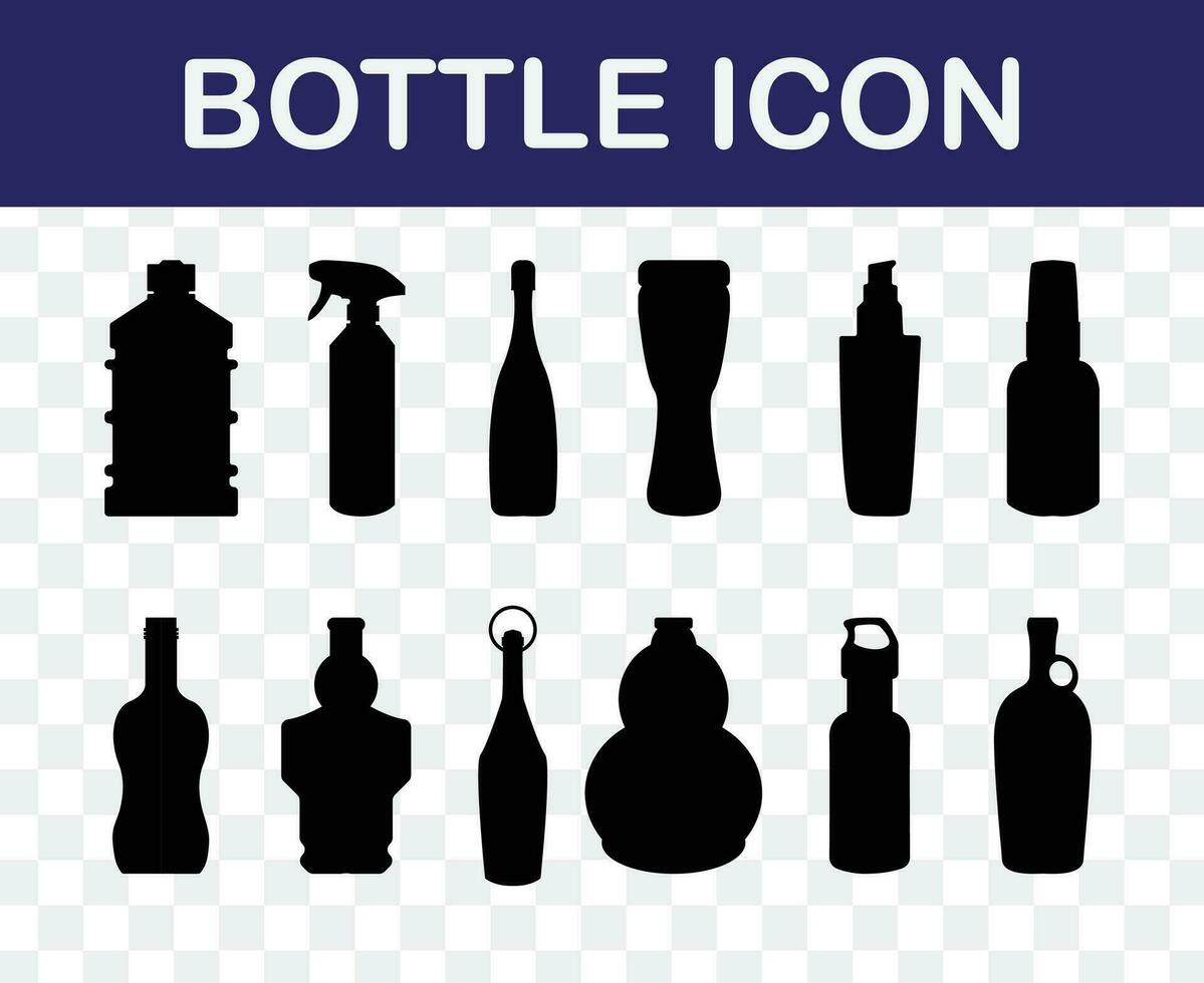 einstellen von Flasche Symbole. einfach Stil anders gestalten von Flasche Symbole Pack. Vektor Illustration