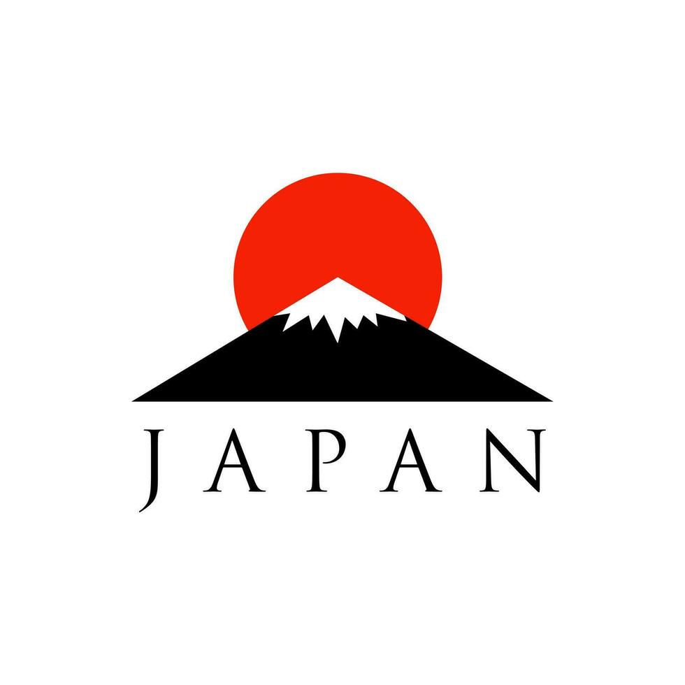 berg med stigande Sol japansk logotyp vektor illustration. montera fuji logotyp vektor isolerat. illustration av montera fuji, japan. bäst montera fuji logotyp i elegant stil. berg fujiyama .