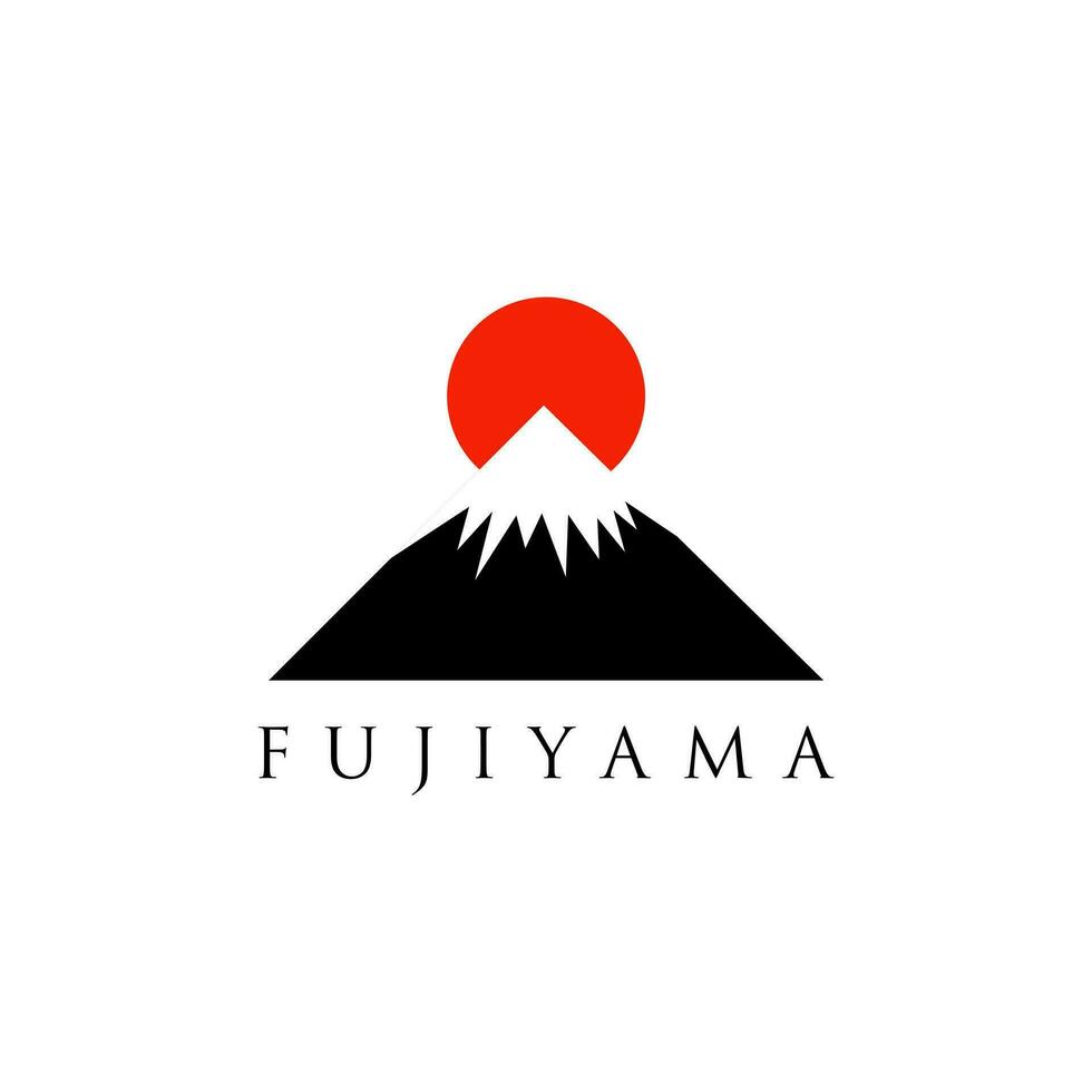 berg med stigande Sol japansk logotyp vektor illustration. montera fuji logotyp vektor isolerat. illustration av montera fuji, japan. bäst montera fuji logotyp i elegant stil. berg fujiyama .