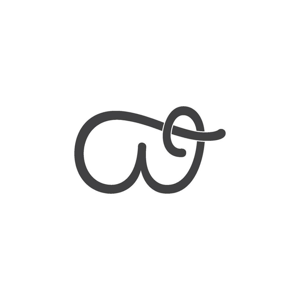 Buchstabe w kurvt Farbband-Thread-Design-Logo-Vektor vektor