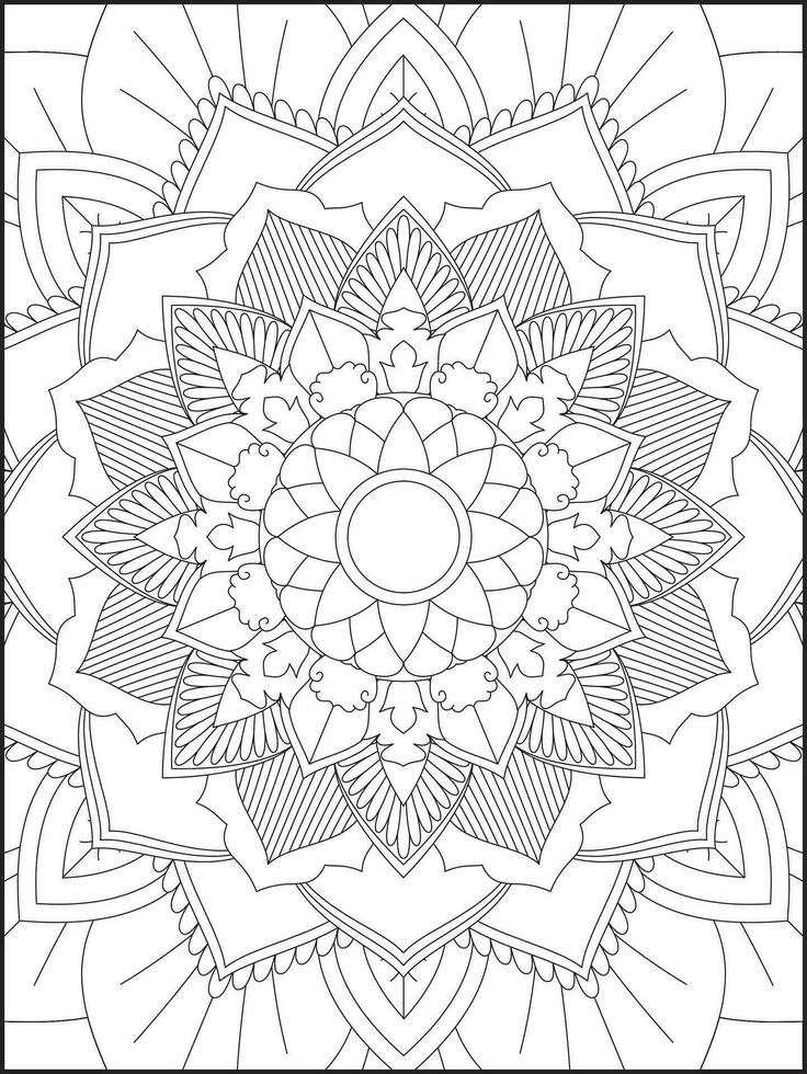 Färbung Buch Seiten. Mandala. abstrakt islamisch Blume. Kinder- und Erwachsene Anti-Stress Färbung Buch. Weiß Hintergrund, schwarz Umriss. Vektor Lager Illustration. Muster Mandala Färbung Seiten