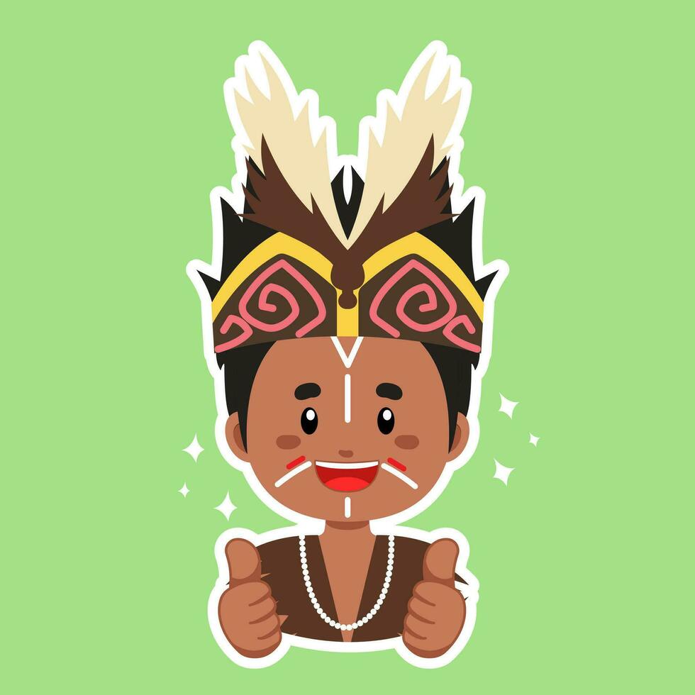 glücklich Papua indonesisch Charakter Aufkleber vektor