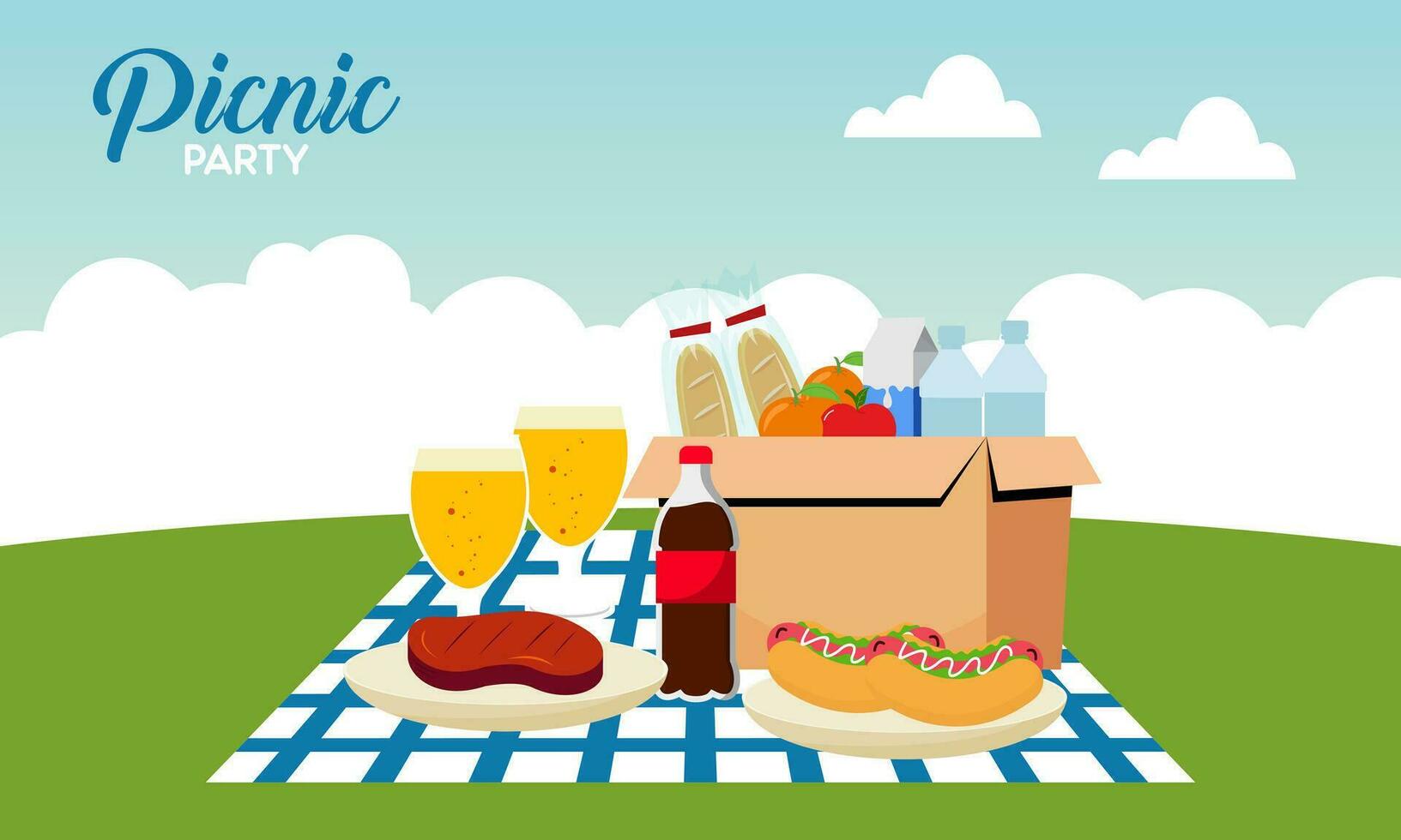 picknick fest firande scen illustration vektor