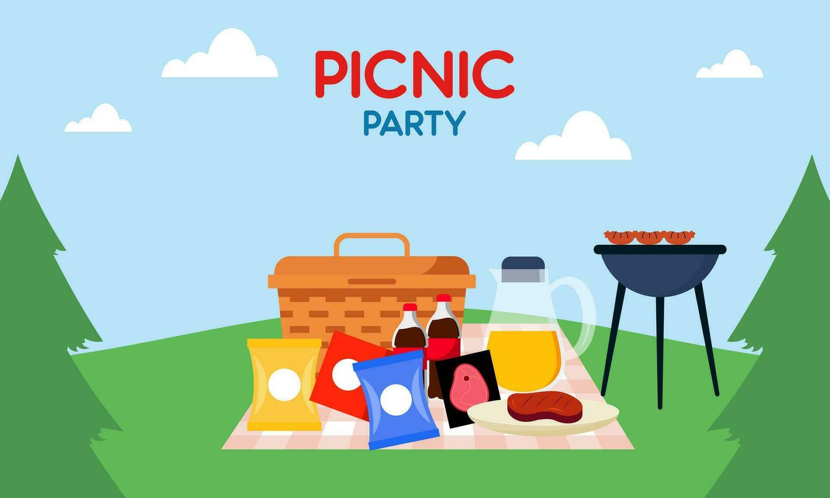 Picknick Party Feier Szene Illustration vektor