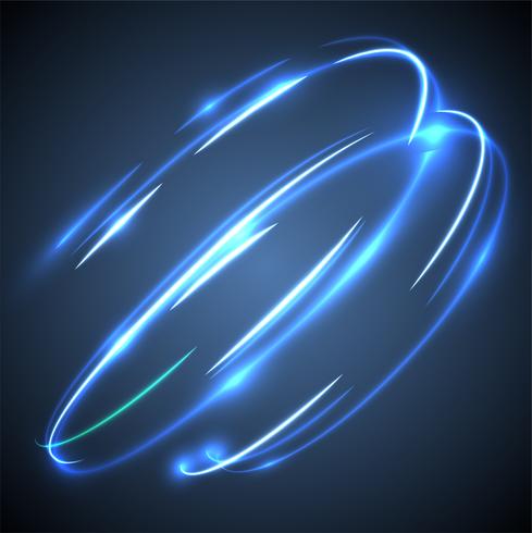 Neon suddiga cirklar på en blå bakgrund, vektor illustration.