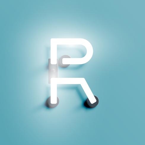 Realistisk neon karaktär från en fontset, vektor illustration