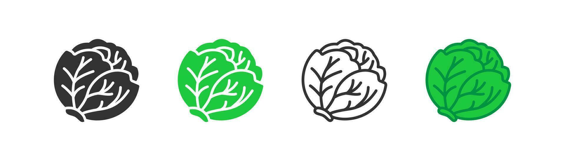 kål vegetabiliska vektor ikon. organisk vegetarian sallad symbol. naturlig färsk grön friska mat, skörda säsong. översikt, platt och färgad stil ikon för webb design. vektor illustration.