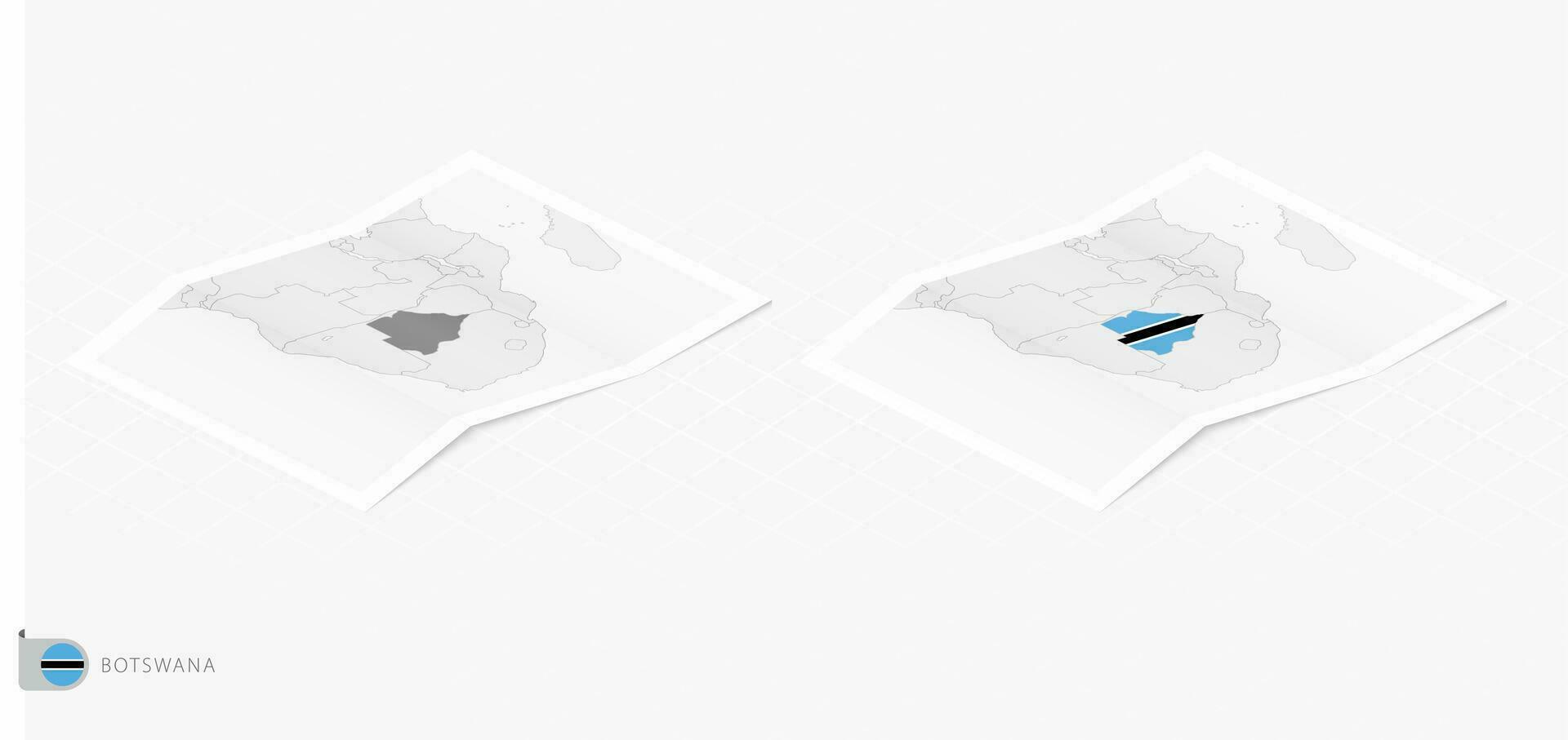 uppsättning av två realistisk Karta av botswana med skugga. de flagga och Karta av botswana i isometrisk stil. vektor