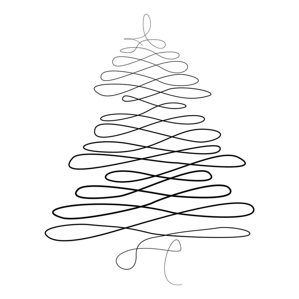 kontinuierlich Linie gezeichnet Weihnachten Baum. abstrakt Tanne. Neu Jahr botanisch Element im ein modern minimalistisch Stil. isoliert Vektor Illustration auf ein Weiß Hintergrund zum Postkarte, Karte. Poster.
