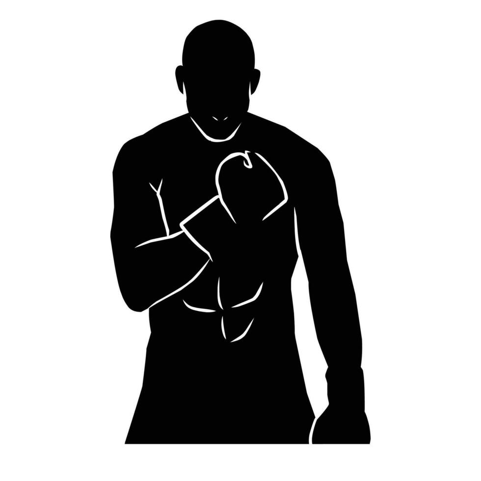 Boxer Silhouette Hand Zeichnung. Grafik Vermögenswerte im das bilden von Schatten von Boxen Spieler Das können Sein benutzt zum Hintergrund Designs vektor