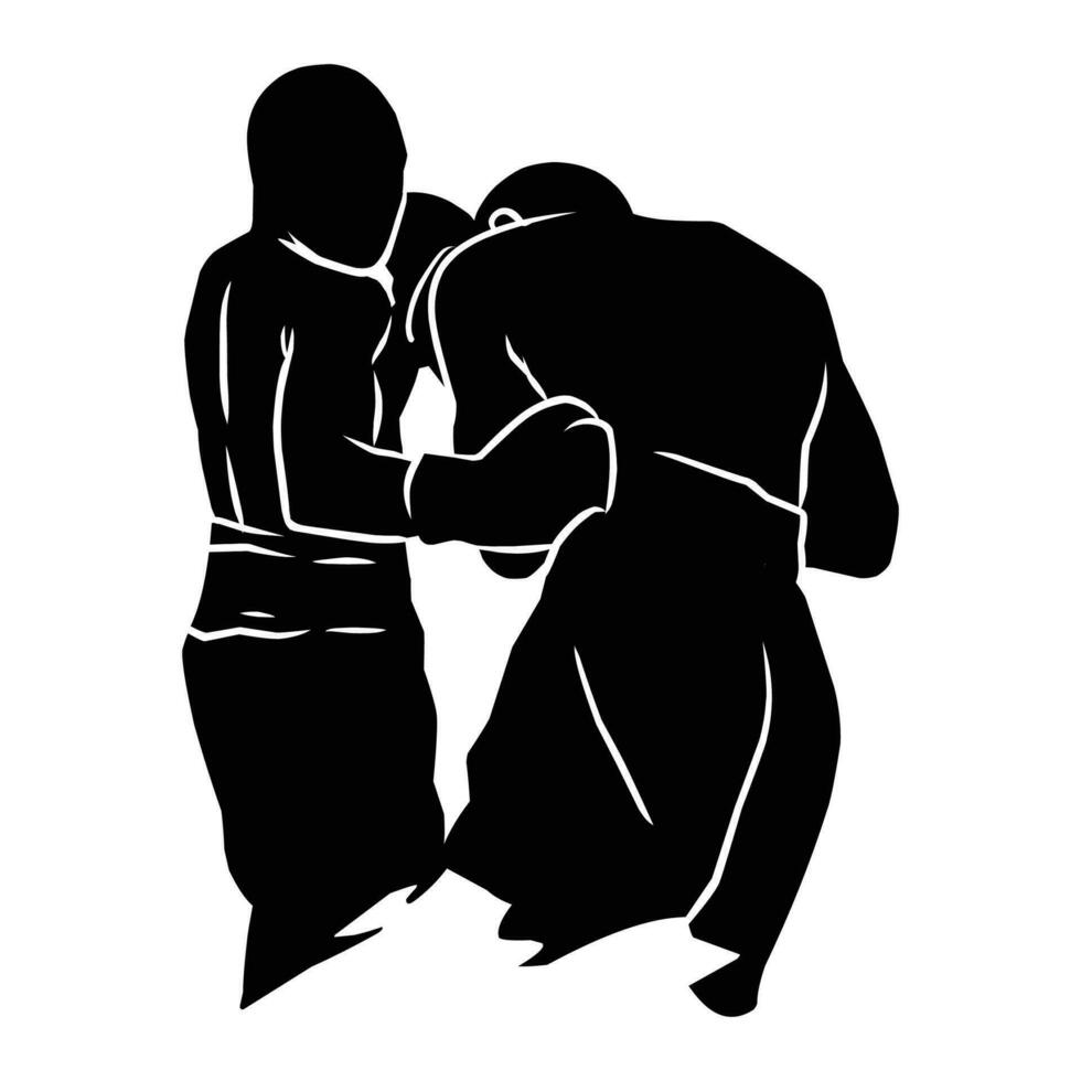 Boxer Silhouette Hand Zeichnung. Grafik Vermögenswerte im das bilden von Schatten von Boxen Spieler Das können Sein benutzt zum Hintergrund Designs vektor