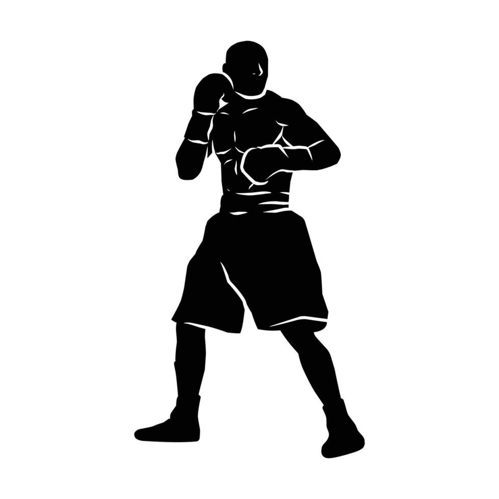 Boxer Silhouette Hand Zeichnung. Grafik Vermögenswerte im das bilden von Schatten von Boxen Spieler Das können Sein benutzt zum Hintergrund Designs vektor