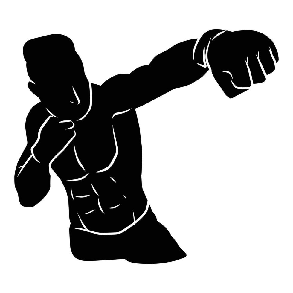 Boxer Silhouette Hand Zeichnung. Grafik Vermögenswerte im das bilden von Schatten von Boxen Spieler Das können Sein benutzt zum Hintergrund Designs vektor