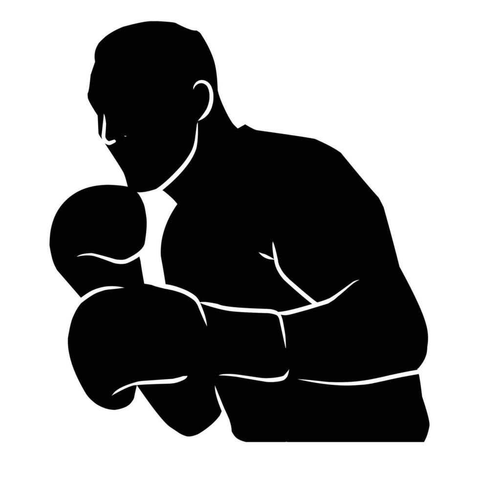 Boxer Silhouette Hand Zeichnung. Grafik Vermögenswerte im das bilden von Schatten von Boxen Spieler Das können Sein benutzt zum Hintergrund Designs vektor